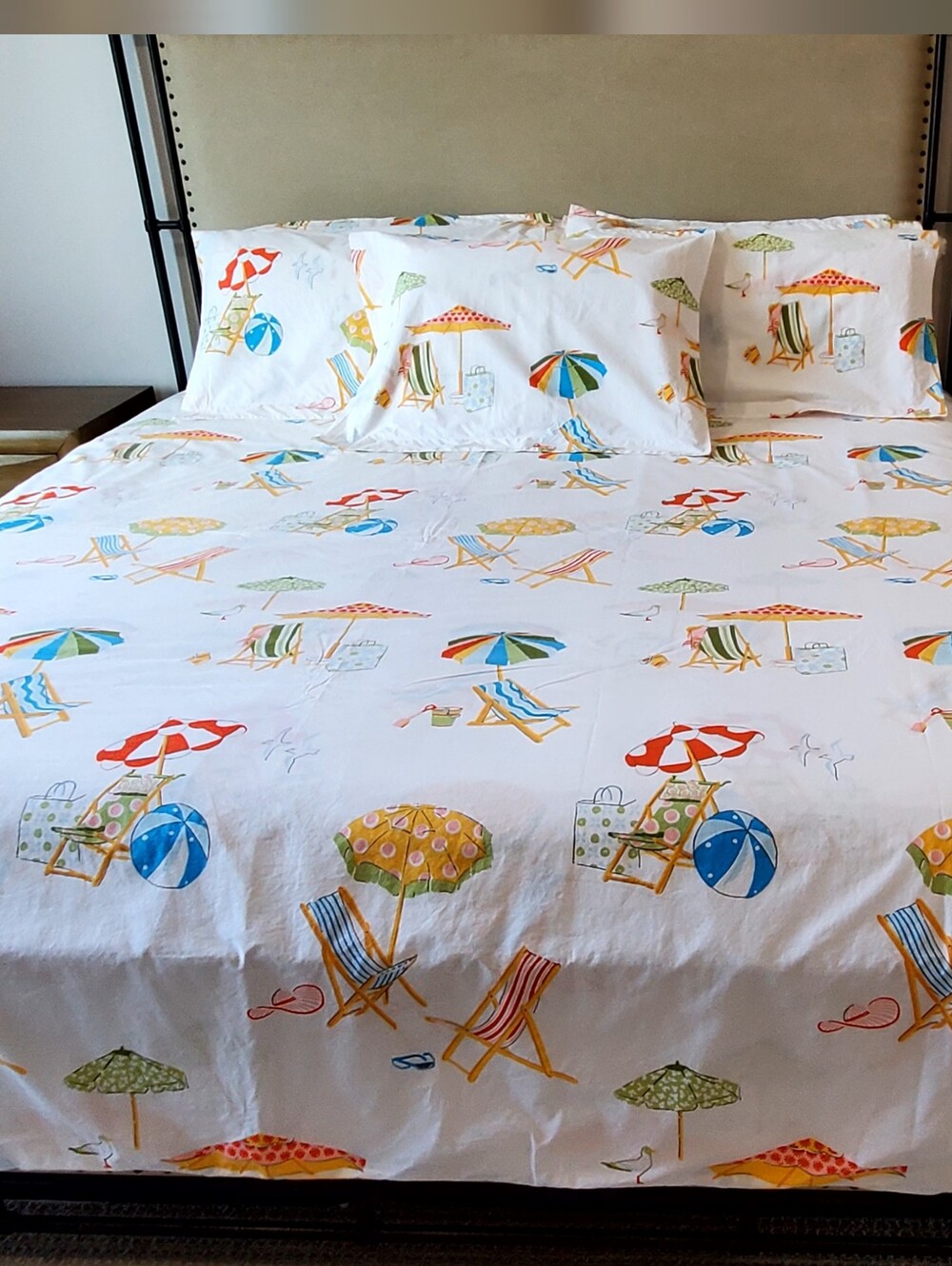 Company Store Whimsy Beach Motiff Org. Cotton Percale 7 Pc. King Bedding Set - Picture 8 of 14